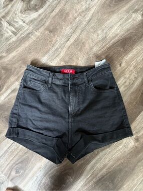 GUESS Black Cuffed High-Rise Denim Shorts